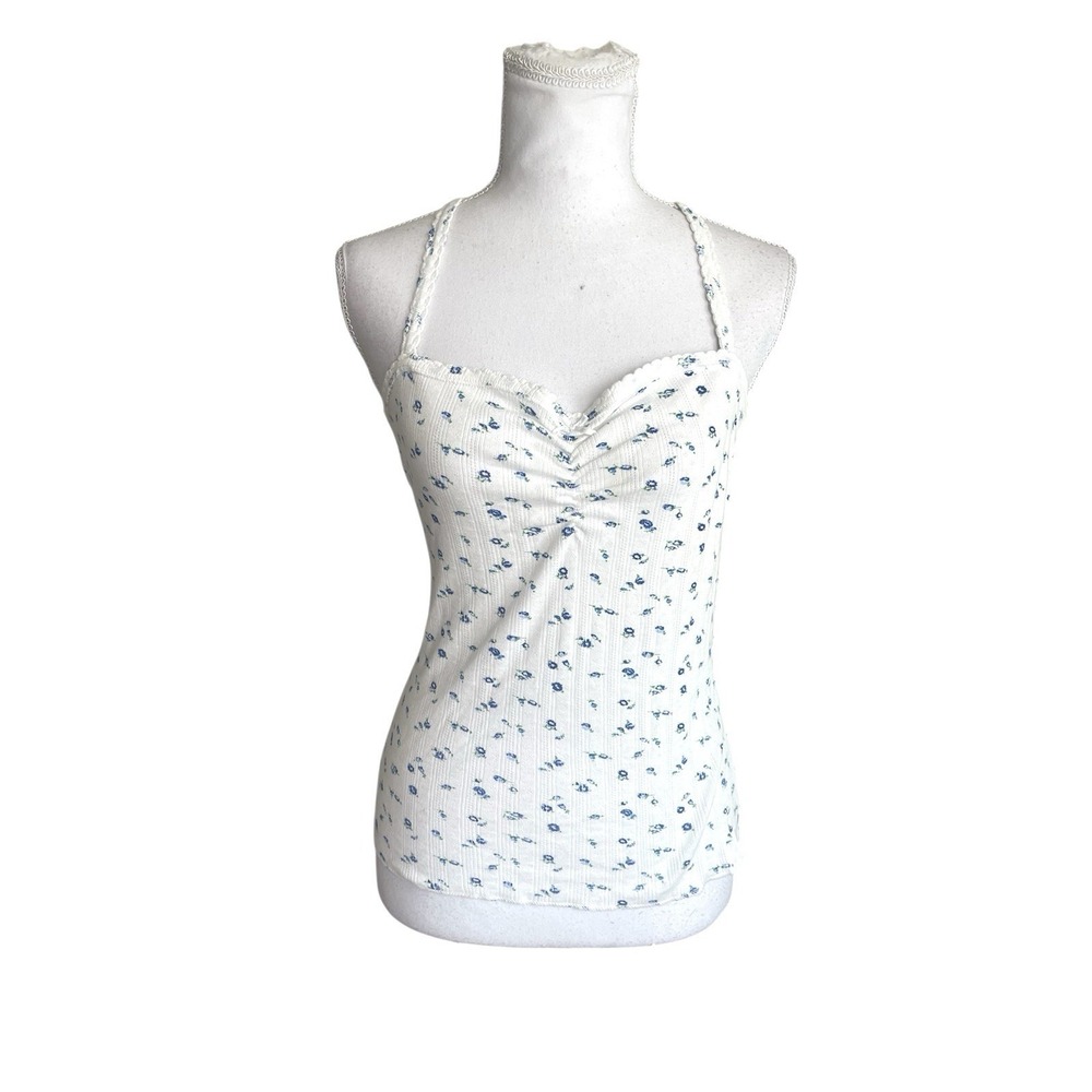 DOEN Kami Tank Sweetpea Blue Floral Milkmaid Top Coquette Cottagecore MEDIUM